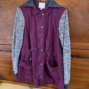 Torrid Purple and Grey Denim Sweater Sleeve Jacket Size M/L. Double 00 is m/L